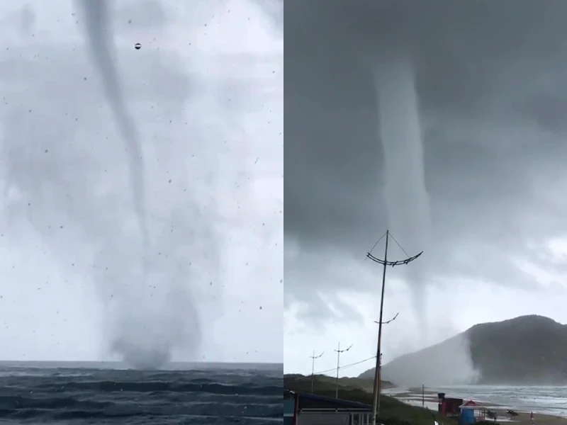 Tromba D Gua Registrada Em Praia De Florian Polis