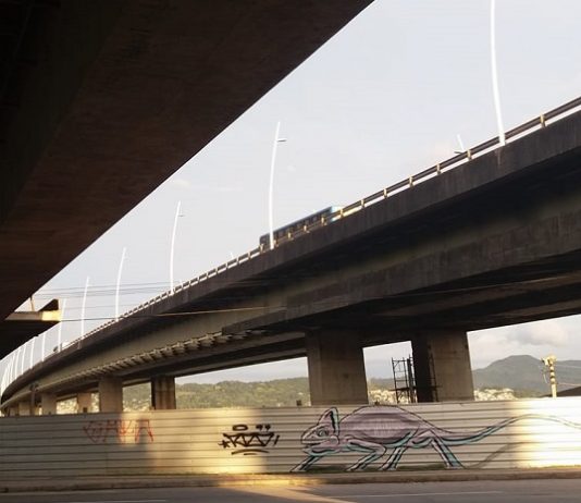 as duas pontes vistas de rua que passa em baixo na parte continental