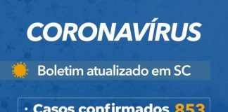 tabela que mostra 853 casos confirmados de coronavírus e 28 óbitos