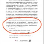 cópia de folha do documento onde há trecho que cita isenção de responsabilidade do governador no caso