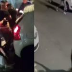 cenas da briga generalizada no kobrasol e de homem disparando para o alto