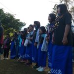 mulheres indígenas cantando em protesto na ti morro dos cavalos contra pl 490