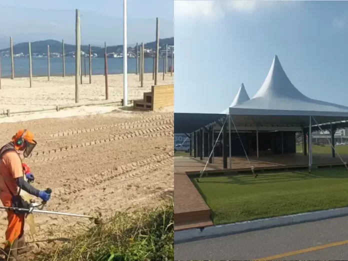 Beira-Mar de São José recebe cuidados especiais para inauguração de quadras de areias